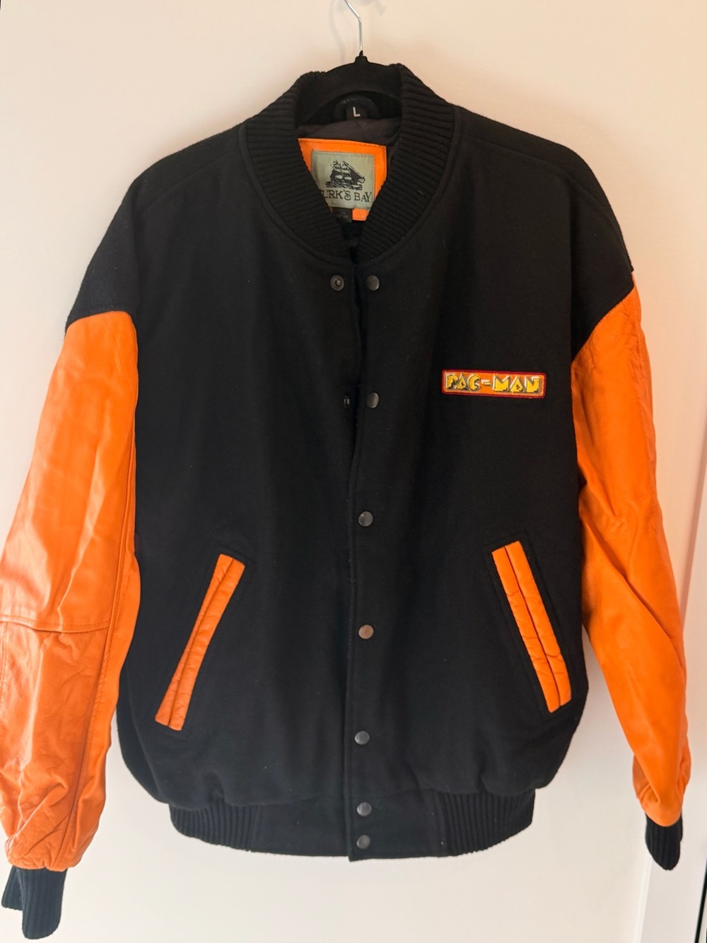 Rare Vintage Pac-Man Burk’s Bay Wool Leather Varsity Letterman Jacket Large